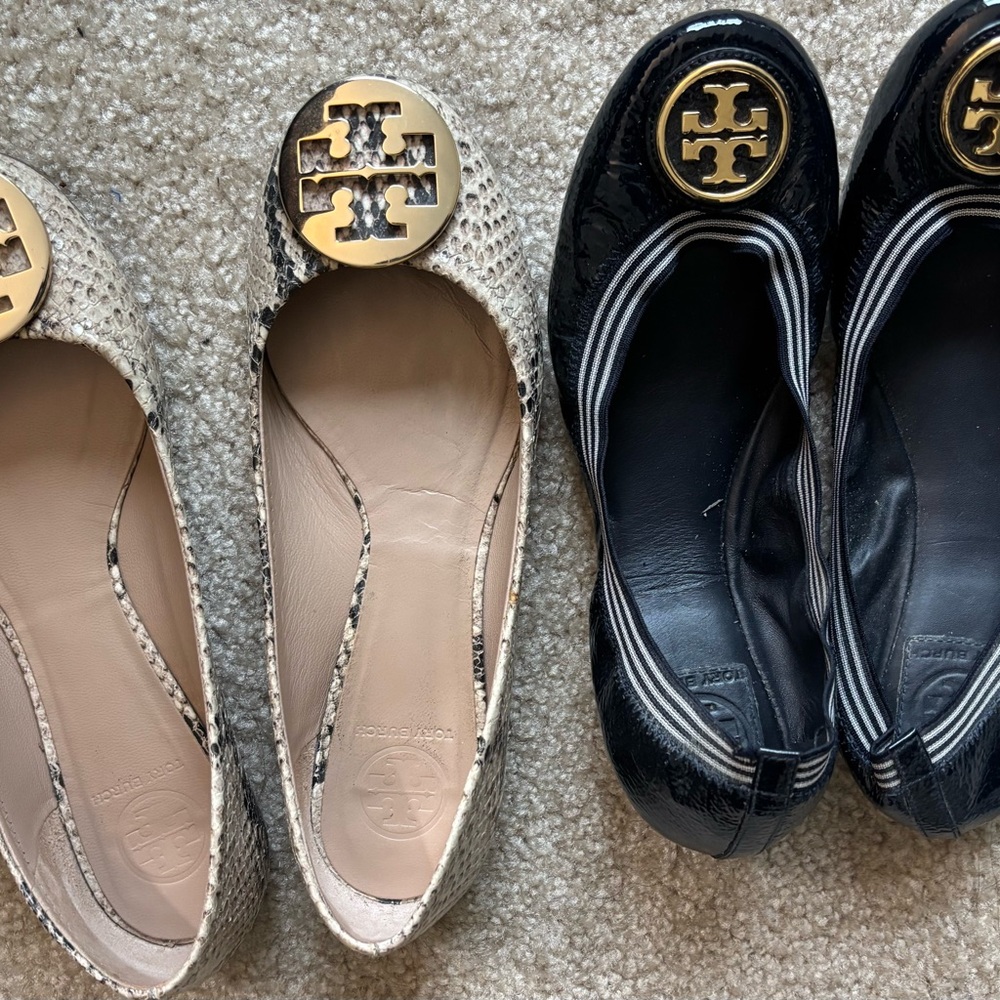 Tory Burch Women's Flats - Black and Cream